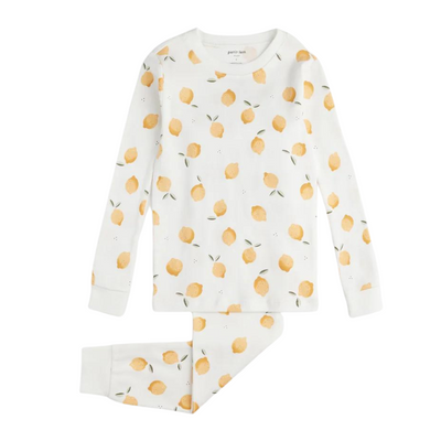 Pajama Set - Lemon Print on Off White by Petit Lem - FINAL SALE