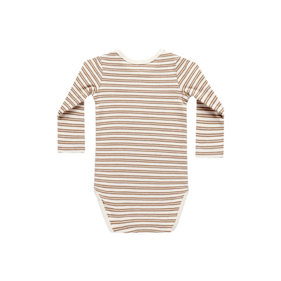 Ribbed Long Sleeve Bodysuit - Golden Stripe by Quincy Mae