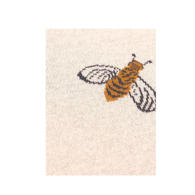 Organic Cotton Jacquard Sweater Knit Baby Blanket  - Bee by Viverano Organics