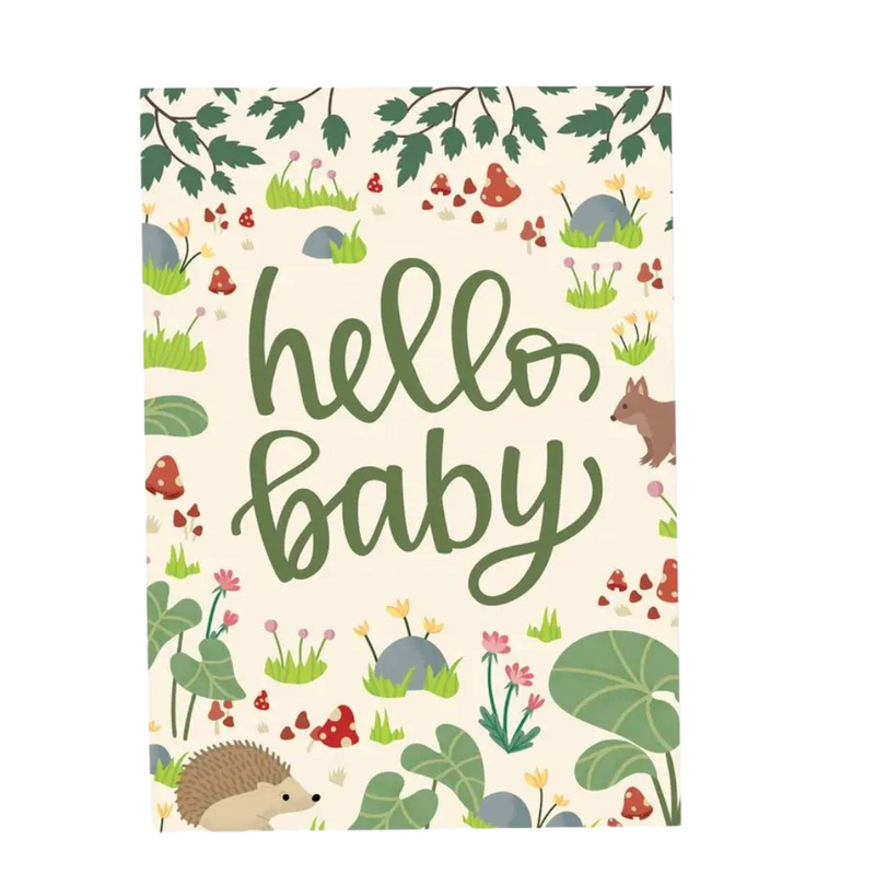 Hello Baby Woodland Mini Card by Pedaller Designs