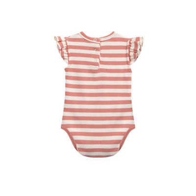 Striped Cotton Bodysuit - Coral by Play Up - FINAL SALE