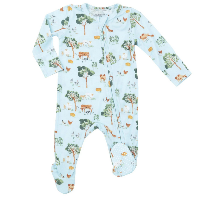 Bamboo 2 Way Zipper Footie - Farm Friends by Angel Dear - FINAL SALE