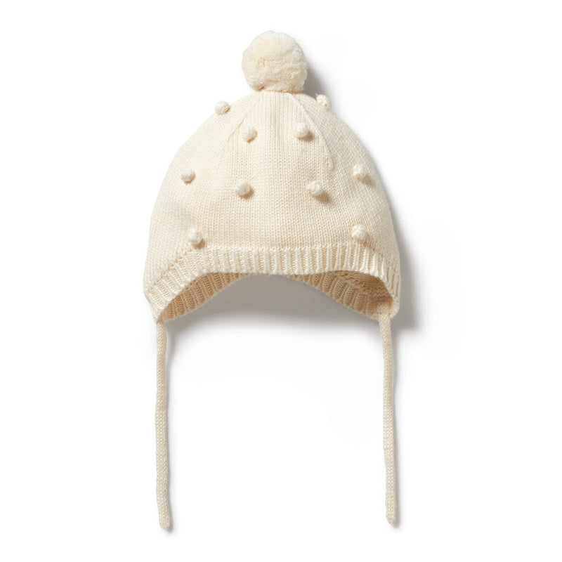 Knitted Bauble Bonnet - Ecru by Wilson & Frenchy