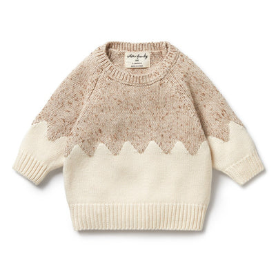 Knitted Jacquard Jumper - Almond Fleck by Wilson & Frenchy