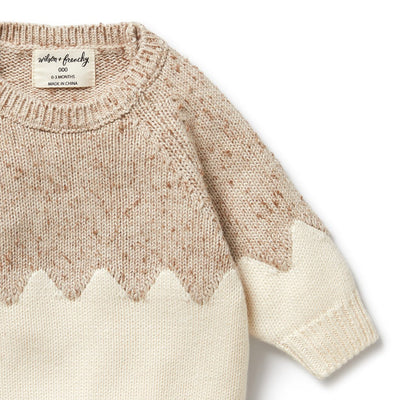 Knitted Jacquard Jumper - Almond Fleck by Wilson & Frenchy