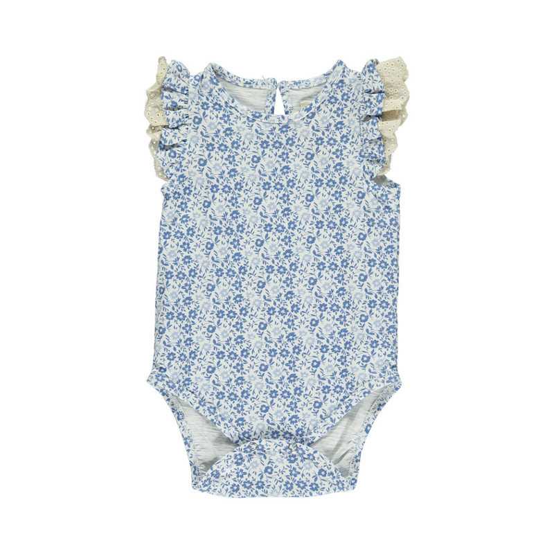 Amber Onesie - Blue Ditsy Floral by Vignette - FINAL SALE