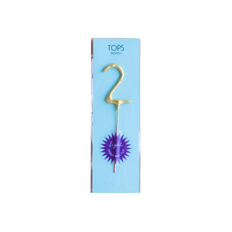 Mini Gold Sparkler Number Birthday Candle - 2 by TOPS Malibu