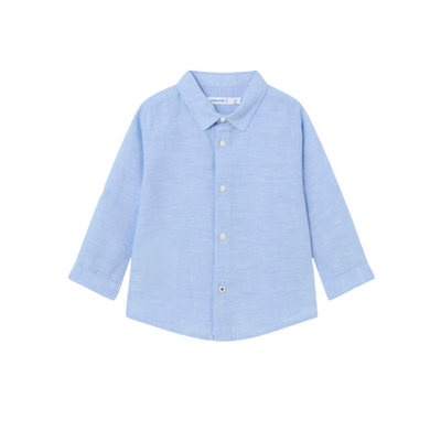 Linen Long Sleeve Shirt - Sky Blue by Mayoral FINAL SALE