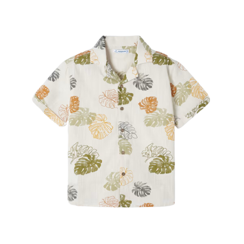 Tropical Leaves Short Sleeve Button Up - Iguana Green by Mayoral FINAL SALE