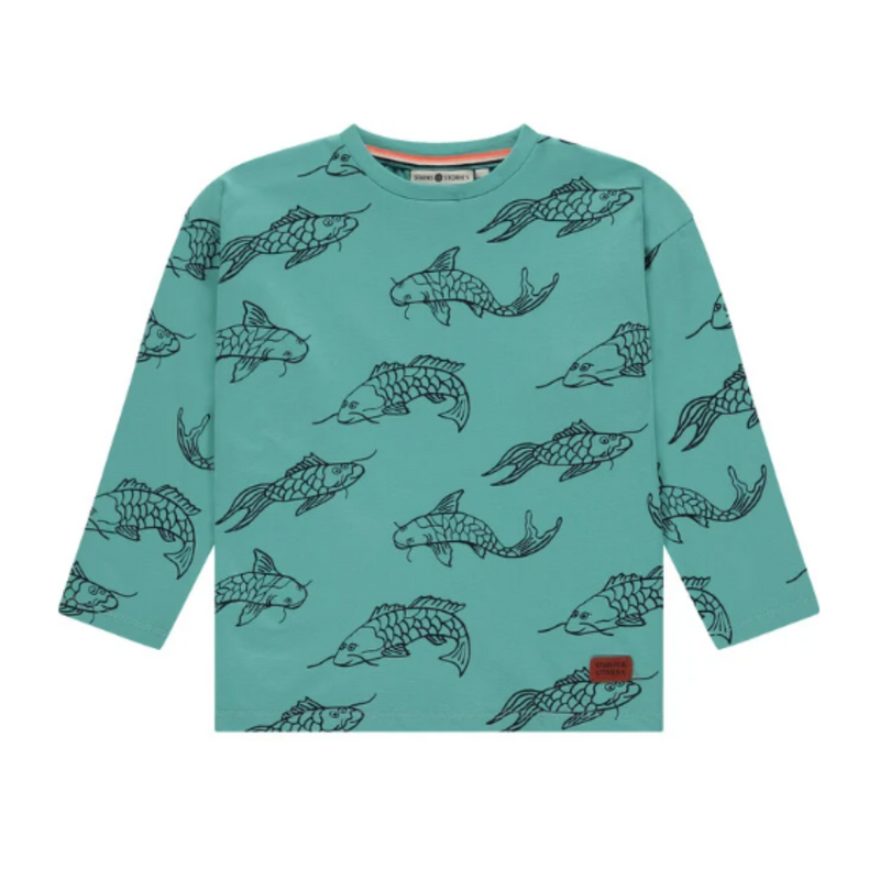 Koi Long Sleeve Tee - Turquoise by Babyface - FINAL SALE