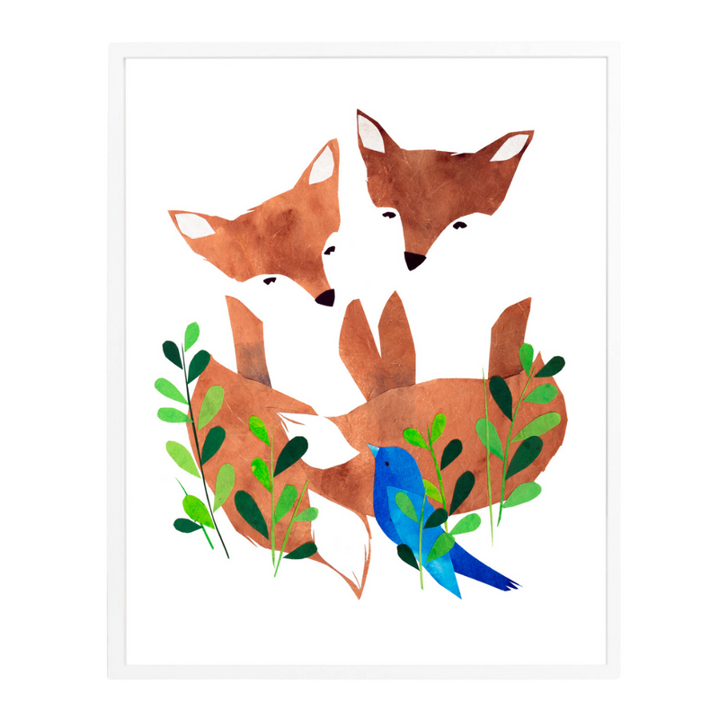 Twin Red Foxes Art Print - 8x10 by Mia Posada