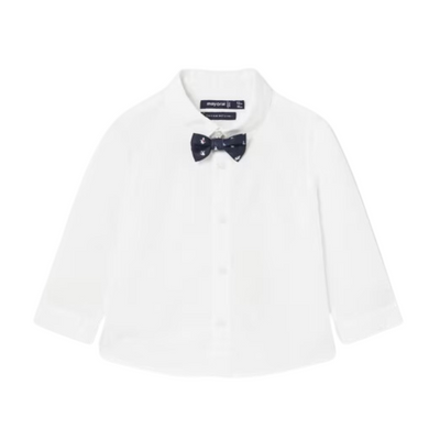 Baby Button Up with Bowtie - White by Mayoral