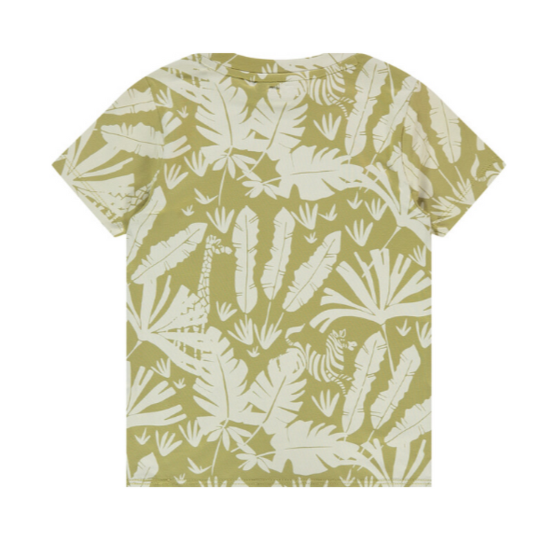 Tropical Leaf Short Sleeve Tee - Kiwi by Stains & Stories - FINAL SALE