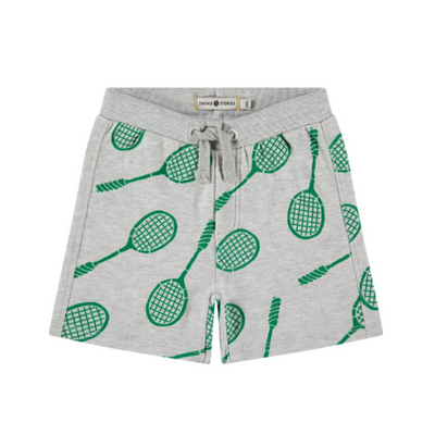 Tennis Print Sweatshorts - Light Grey Melee by Babyface - FINAL SALE