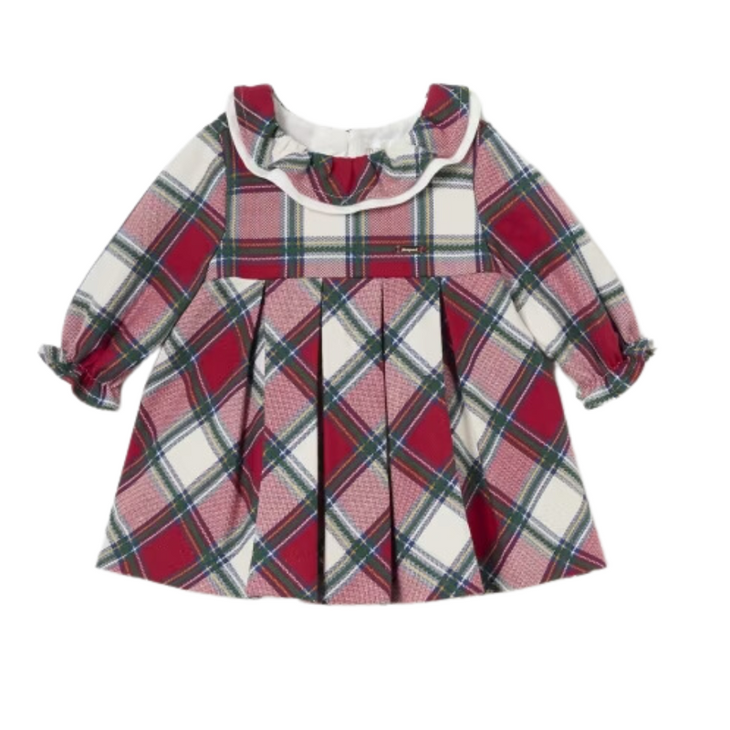 Baby Ruffle Neck Tartan Dress - Red by Mayoral