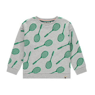 Tennis Print Sweatshirt - Light Grey Melee by Babyface