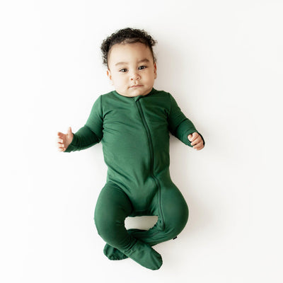 Solid Footie with Zipper - Evergreen by Kyte Baby