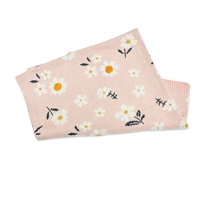 Organic Cotton Jacquard Sweater Knit Baby Blanket - Daisy Floral by Viverano Organics