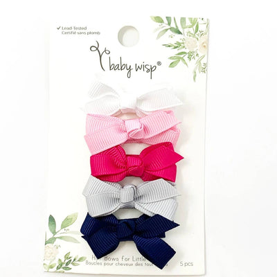 Chelsea Grosgrain Bows on Snap Clips Set of 5 - Prep Girl by Baby Wisp