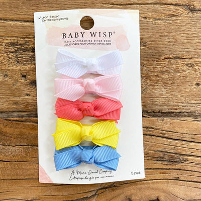 Chelsea Grosgrain Bows on Snap Clips Set of 5 - Sea la Vie by Baby Wisp