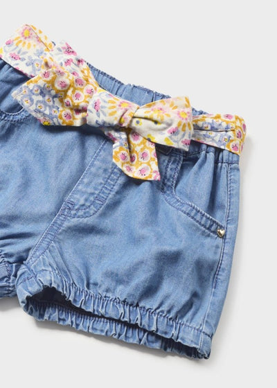 Flower Belted Denim Shorts by Mayoral FINAL SALE