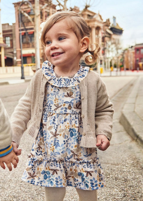 Baby Floral Print Dress - Heather/Chickpea by Mayoral