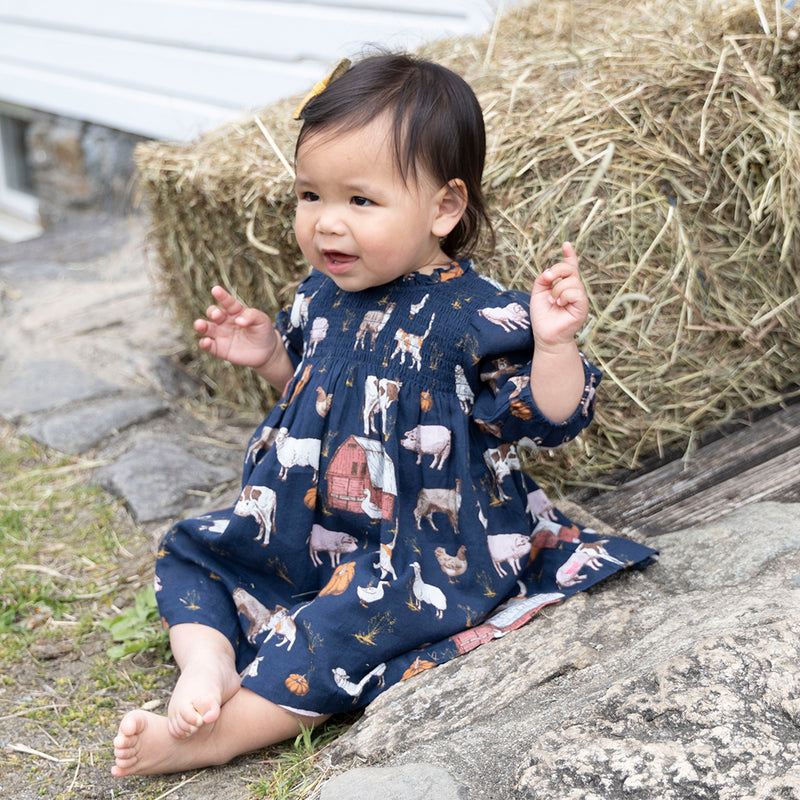 Baby Stevie Puff Sleeve Dress Set - On the Farm by Pink Chicken