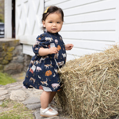 Baby Stevie Puff Sleeve Dress Set - On the Farm by Pink Chicken