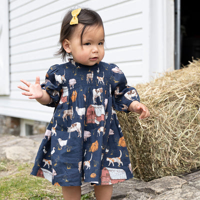 Baby Stevie Puff Sleeve Dress Set - On the Farm by Pink Chicken