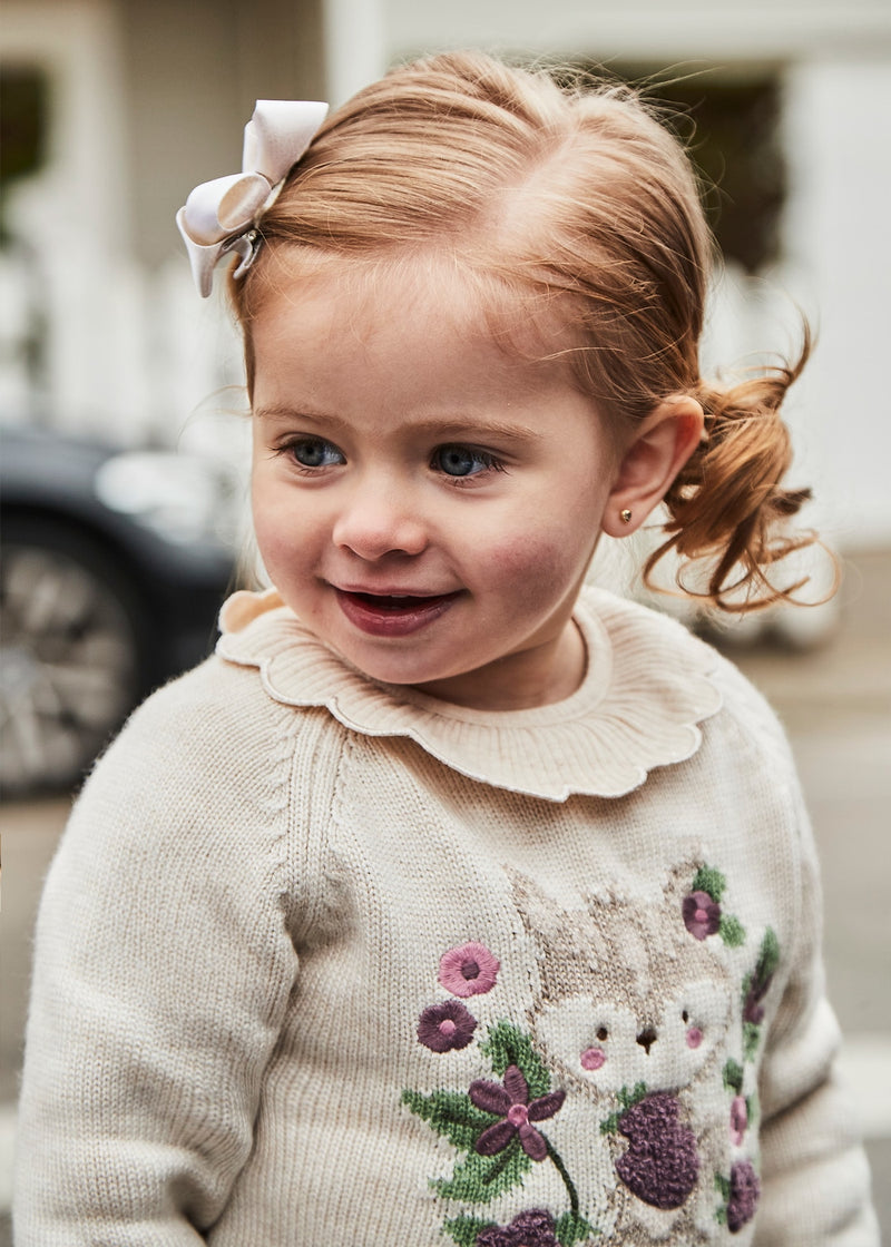 Baby Embroidered Sweater - Milk/Orchid by Mayoral