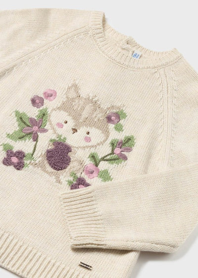 Baby Embroidered Sweater - Milk/Orchid by Mayoral