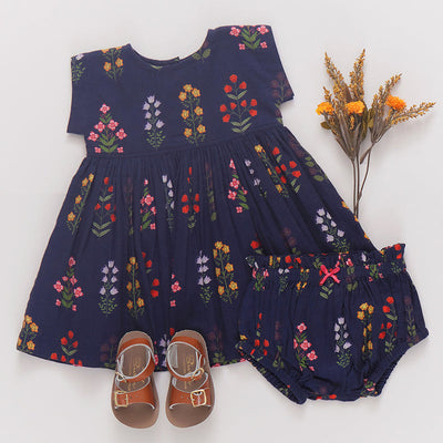 Marie Dress Set - Navy Field Floral by Pink Chicken