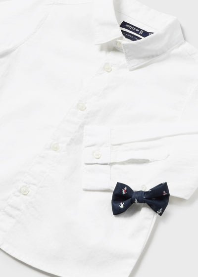 Baby Button Up with Bowtie - White by Mayoral