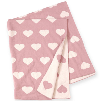 Organic Reversible Jacquard Sweater Knit Blanket - Hearts by Viverano Organics