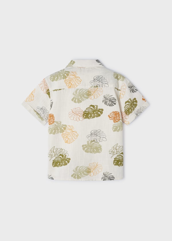 Tropical Leaves Short Sleeve Button Up - Iguana Green by Mayoral FINAL SALE