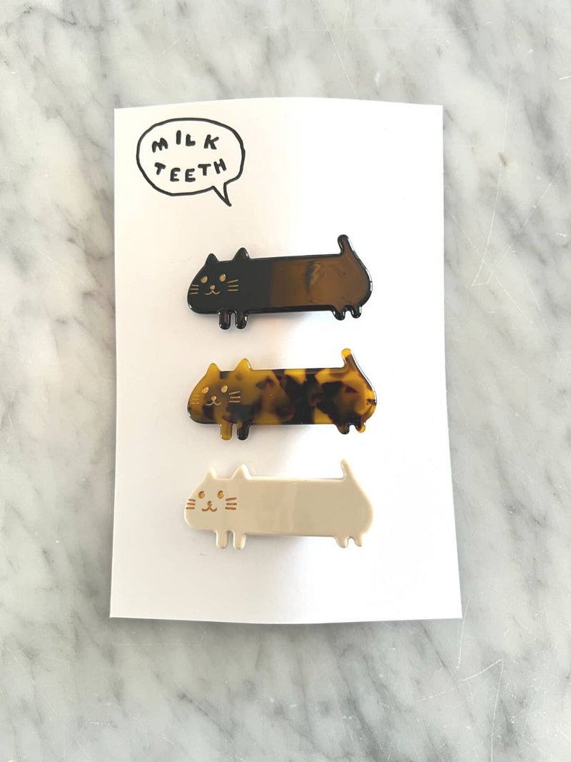 Mas Gatos Barrette Set of 3 - White/Black by Milk Teeth