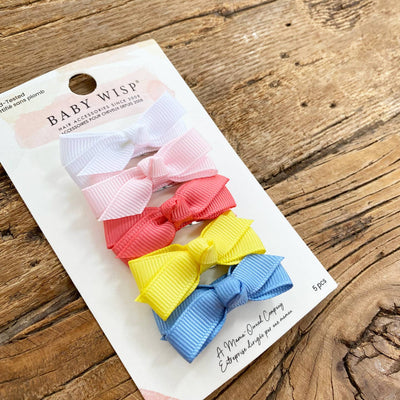 Chelsea Grosgrain Bows on Snap Clips Set of 5 - Sea la Vie by Baby Wisp