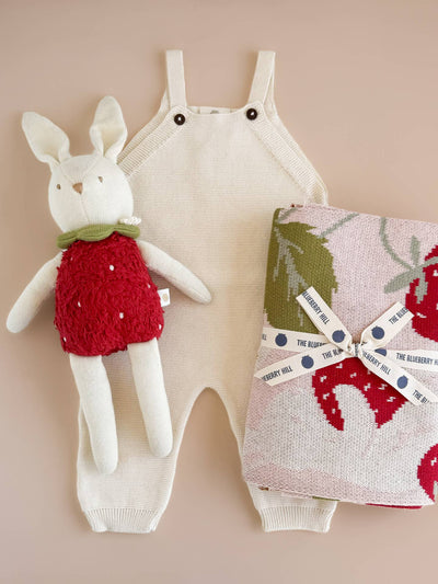 Organic Cotton Blanket - Bunny Strawberry by The Blueberry Hill