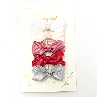 Chelsea Grosgrain Bows on Snap Clips Set of 5 - Wedding Bliss by Baby Wisp