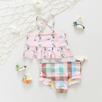 Baby Girls Joy Tankini Swim Set - Pink Mallard Friends by Pink Chicken FINAL SALE