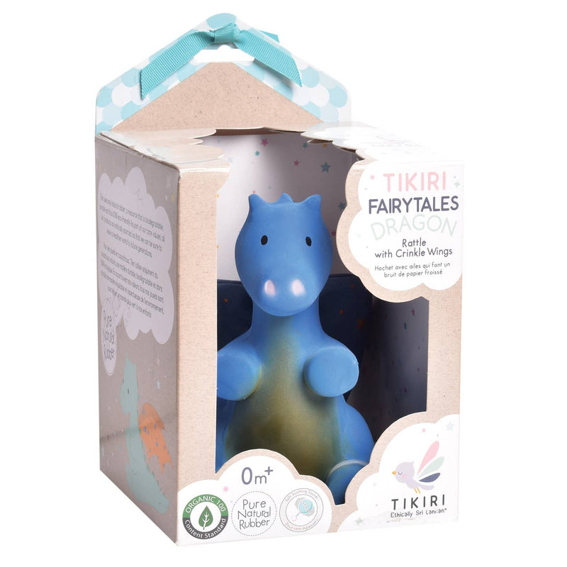 Midnight Dragon Natural Rubber Rattle W/Crinkle Wings  by Tikiri Toys