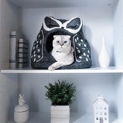 Owl Wool Pet Cave - Grey by Dharma Dog Karma Cat