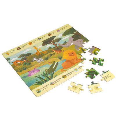 Grassland Animals Bilingual Puzzle - 56 Pieces by Habbi Habbi