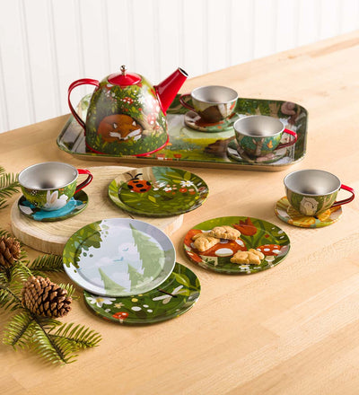 15 Piece Tin Tea Set - Woodland by HearthSong