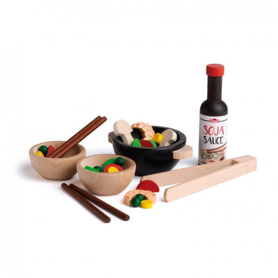 Wok-Party Wooden Play Food Set (31 Pieces) by Erzi