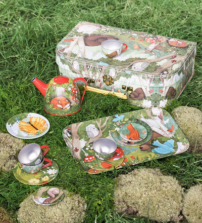 15 Piece Tin Tea Set - Woodland by HearthSong