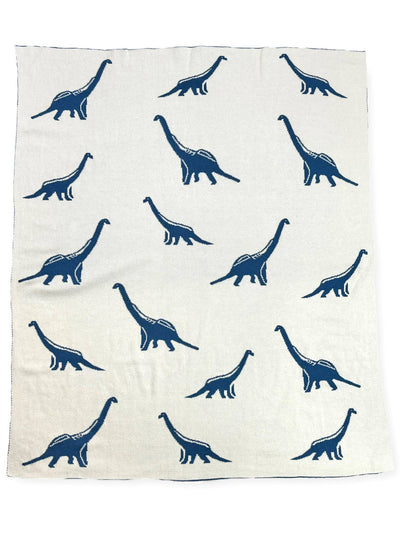 Organic Reversible Jacquard Sweater Knit Blanket - Dinosaur by Viverano Organics