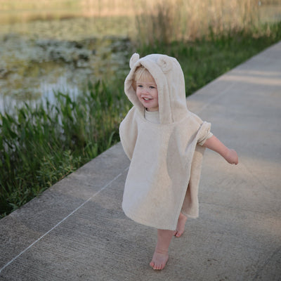 Organic Cotton Bear Poncho Towel - Fog by Mushie & Co