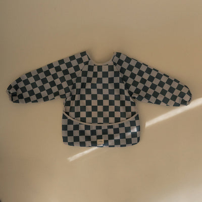 Long Sleeve Bib - Olive Check by Mushie