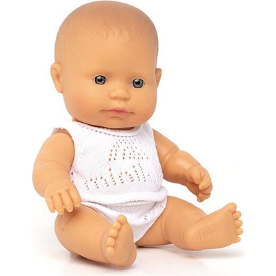 Newborn Baby Doll Caucasian Girl 8 1/4" by Miniland